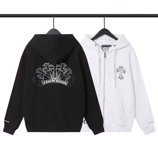 Chrome Heart Hoodie Overlap Phantom Cross Zip Hooded Jacket